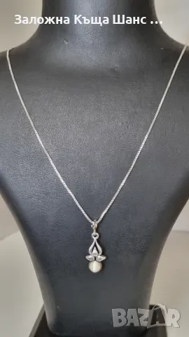 Сребърен синджир с висулка , снимка 2 - Колиета, медальони, синджири - 47444602