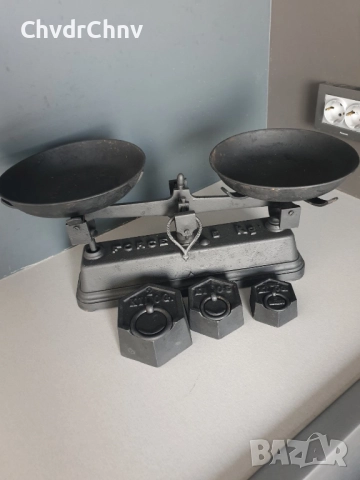 Force 5кг/чугунен кантар/френска стара колекционерска механична кухненска везна