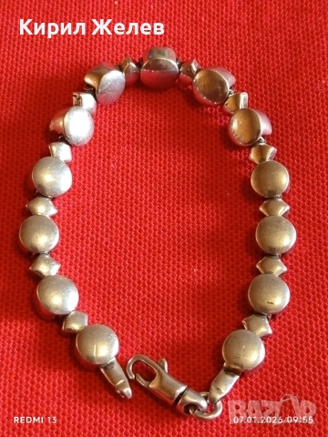 Уникална сребърна гривна майсторска ръчна изработка закопчалка тип Омар 30692, снимка 8 - Гривни - 53015951