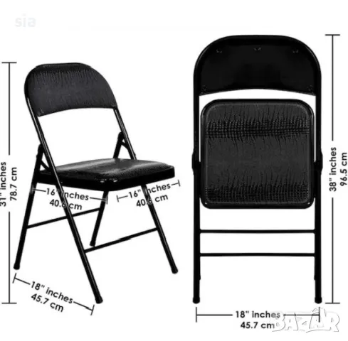 Сгъваем стол, черен, снимка 2 - Градински мебели, декорация  - 44986304