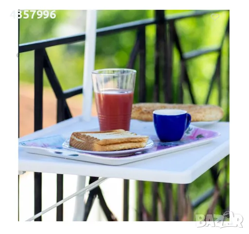 Маса за балкон за окачване, Бял, снимка 2 - Градински мебели, декорация  - 48997607