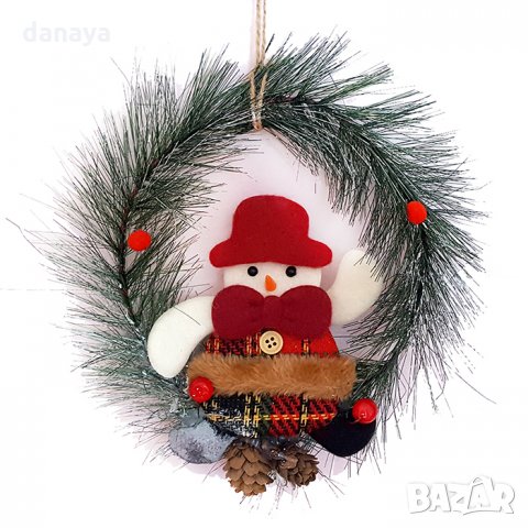 Коледен венец за врата с Дядо Коледа 20см, снимка 2 - Декорация за дома - 26861347