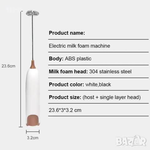 Електрически пенообразувател, бъркалка за Разбиване на Фрапе, Кафе, Капучино, мляко, сметана, яйца, снимка 14 - Миксери - 43211721