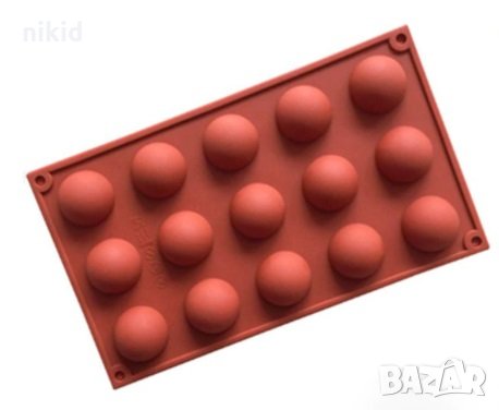 3D 15 бр полукръг топчета топче средни силиконов молд форма желирани бонбони фондан шоколад гипс, снимка 2 - Форми - 32466729