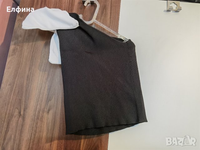 Черна дамска лятна блуза с голо рамо, снимка 2 - Корсети, бюстиета, топове - 37551624