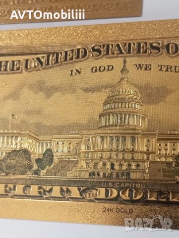 Позлатена с 24 карата злато релефна банкнота 50 долара със сертификат, снимка 7 - Нумизматика и бонистика - 51375765