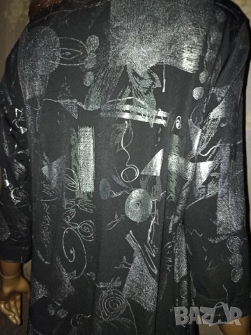 Wearhouse XL-Официална  еластична туника/рокля/ в черно с абстрактни сребристи фигури , снимка 7 - Туники - 43420143