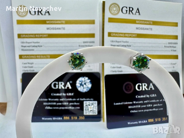 Сребърни обеци с мойсанит (Диамант) 1 карат, снимка 3 - Обеци - 53508678