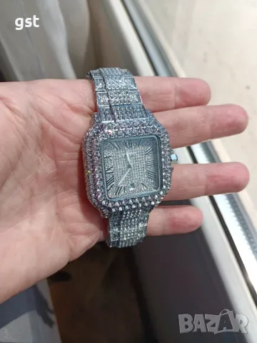 Уникален Часовник Cartier Картие All Diamonds Crystals Copy Унисекс Мъжки дамски Римски цифри , снимка 7 - Мъжки - 50360824