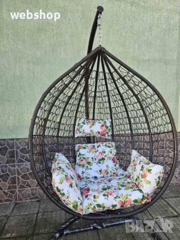 Луксозен Висящ стол за градина, Dajar, Ратан/Метал/Полиестер, снимка 10 - Градински мебели, декорация  - 50343405