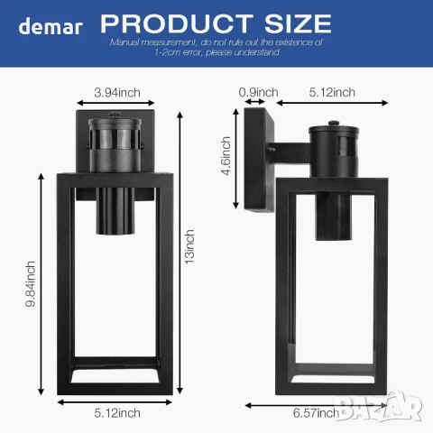 Външна стенна лампа Yaolon със сензор за движение - охранителна лампа от здрач до зори, снимка 5 - Външни лампи - 51416121