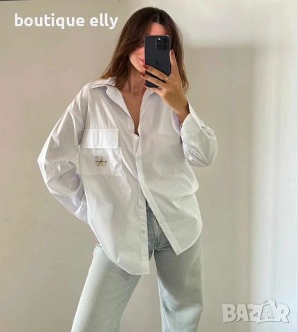 дамска овърсайз риза в бяло и черно