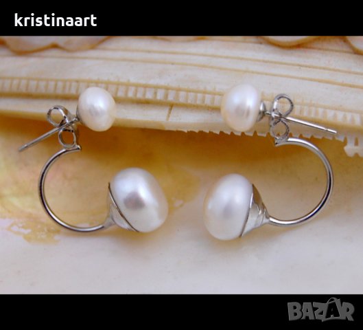 Интересни обеци  от естествени  перли, клас АА, снимка 3 - Обеци - 19846111