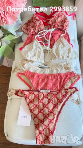 Бикини бански Гучи XS-M*Gucci technical gold chain, снимка 7 - Бански костюми - 51480366