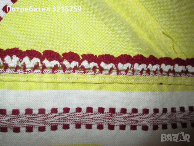 Стара ръчно тъкана фолк покривка за маса,дантела, снимка 3 - Антикварни и старинни предмети - 35558097