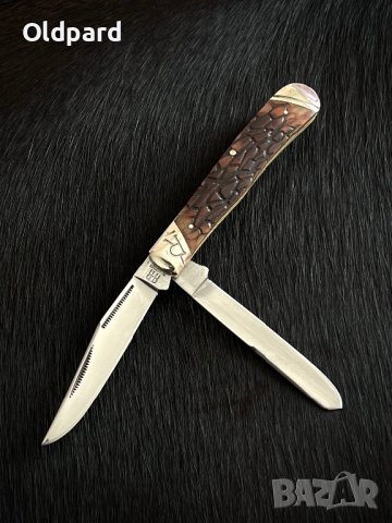 Trappper Brown Bone. Сгъваем ловен нож с две полирани остриета. (RR2057)
