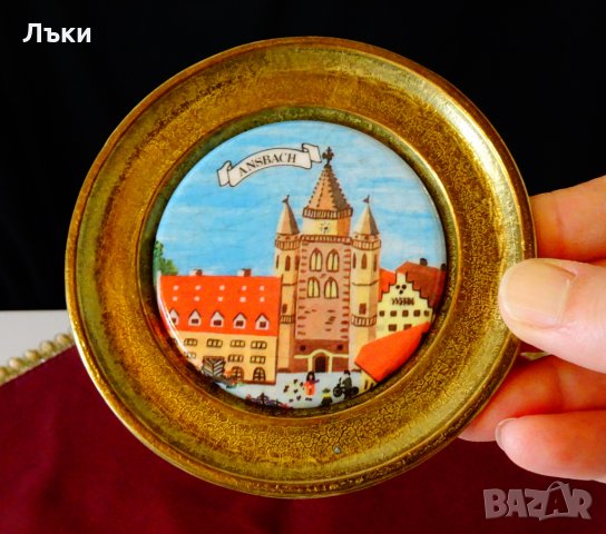 Бронзова чиния с изображение от Ansbach,порцелан. 