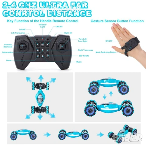 4wd трансформираща количка за каскади 4655, снимка 10 - Коли, камиони, мотори, писти - 53229860