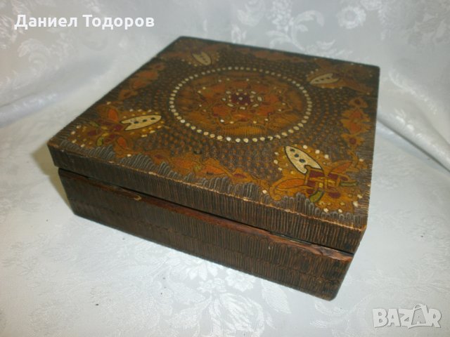 Стара Дървена Кутия с Пирограф - № 2 , снимка 3 - Антикварни и старинни предмети - 26811500