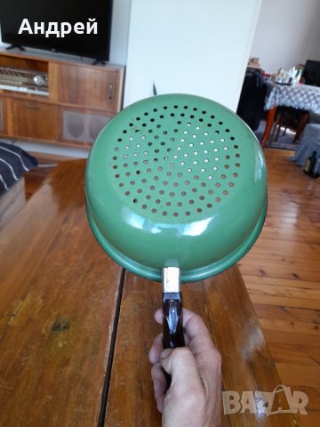 Стара емайлирана цедка,гевгир #9, снимка 3 - Други ценни предмети - 37097772