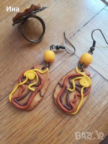 Комплект бижута от полимерна глина, снимка 2 - Бижутерийни комплекти - 27987364