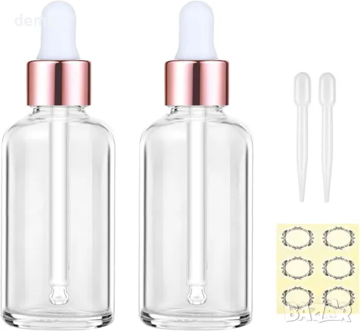 Apstaqeoo 2 бр. 50 мл прозрачни стъклени бутилки с капкомер