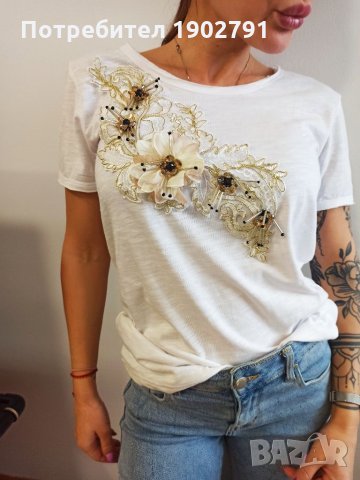 Дамска тениска с цветя, снимка 3 - Тениски - 32555298