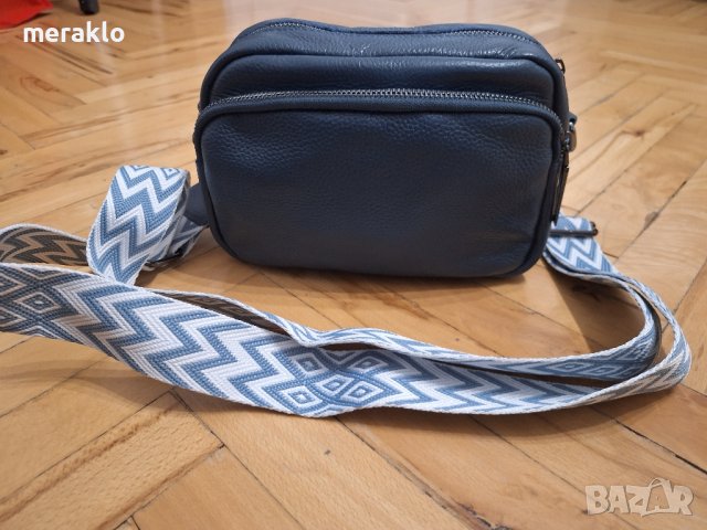 нова чанта, естествена кожа в син цвят , снимка 5 - Чанти - 42963936