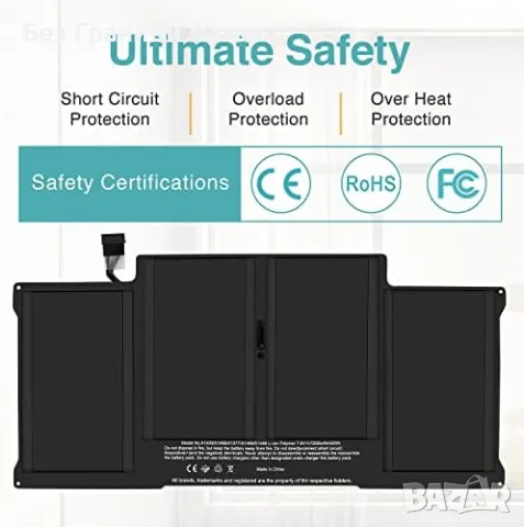 Нова Батерия за MacBook Air 13" A1405 A1466 A1377 – 7200mAh 4-клетъчна, снимка 3 - Друга електроника - 49863903