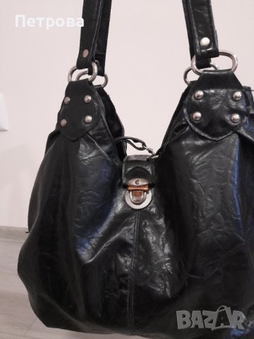 Черна чанта от естествена кожа