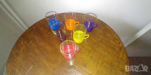 6 бр йенски чаши за чай с цветни поставки, снимка 2 - Чаши - 39897553