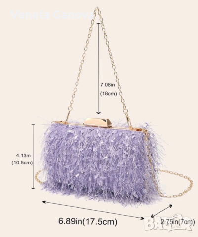 лилава,бежова, вечерна клъч чантичка за ръка или рамо, снимка 5 - Чанти - 44905381