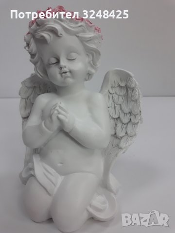 Ангел бял с розов венец - голям., снимка 4 - Статуетки - 37925809