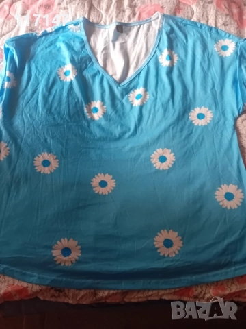 страхотна макси блуза 3хл, снимка 4 - Тениски - 51643556