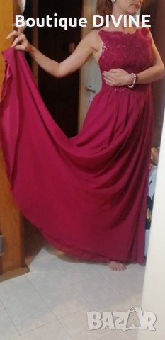 Червена дълга елегантна рокля. 38 размер. Цена по договаряне!, снимка 4 - Рокли - 43667162