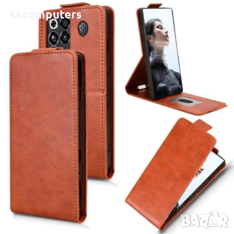 Кожен флип калъф за ZTE nubia RedMagic 11 Pro 5G / 11 Pro+ 5G- Стенд и Холдер за Карти, вкл. Протект, снимка 4 - Калъфи, кейсове - 52482773