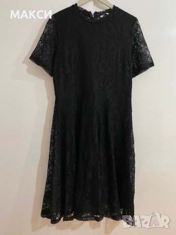 Черна елегантна еластична дантелена рокля с фина подплата , снимка 1 - Рокли - 37341208
