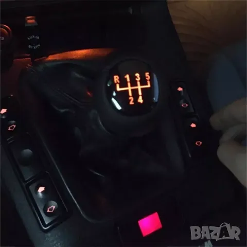 Светеща LED Кожена топка за скоростен лост БМВ BMW E30 E36 E46 E39 E38 E34 5 скорости, снимка 3 - Аксесоари и консумативи - 47461890