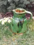 Винтидж дизайн  Голяма кана гарафа от теракота, емайлирана с красиво наситено зелено. , снимка 1