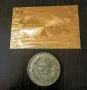 Позлатена турска монета 500 куруша 1945 г. с позлатен 24 каратов сертификат , снимка 7