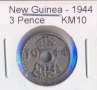 Английска Нова Гвинея 3 пенса  1944 година, снимка 1 - Нумизматика и бонистика - 38055326