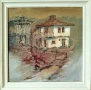 Картина, пейзаж, стари къщи, худ. Васил Бенчев (1945-2014), снимка 1
