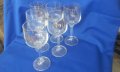 Кристални чаши за вино, високо столче, златна шарка 6 бр, снимка 1