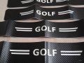 4 броя черен карбон стикери за прагове с бял надпис Голф Golf  за кола автомобил, снимка 3