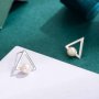 Сребърни обеци - Перли триъгълник 925 BX532, снимка 7