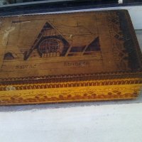 Стара голяма пирографирана кутия Бъчвата от Бургас сувенир, снимка 2 - Други ценни предмети - 37386468