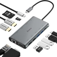 Aceele USB C хъб, 12 в 1 с 4K HDMI, VGA, LAN, PD, SD/TF, USB A & USB C, снимка 1 - Кабели и адаптери - 43581955
