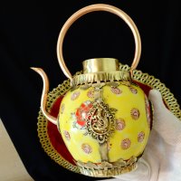 Тибетски чайник,кана от порцелан,мед и месинг. , снимка 9 - Антикварни и старинни предмети - 37512675