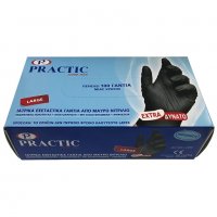 Усилени черни нитрилни ръкавици без талк PRACTIC EXTRA STRONG, снимка 1 - Други инструменти - 34731930