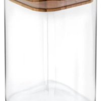 Квадратни стъклени буркани с дървени капачки 🌿🍶, снимка 3 - Кутии за храна - 43433634